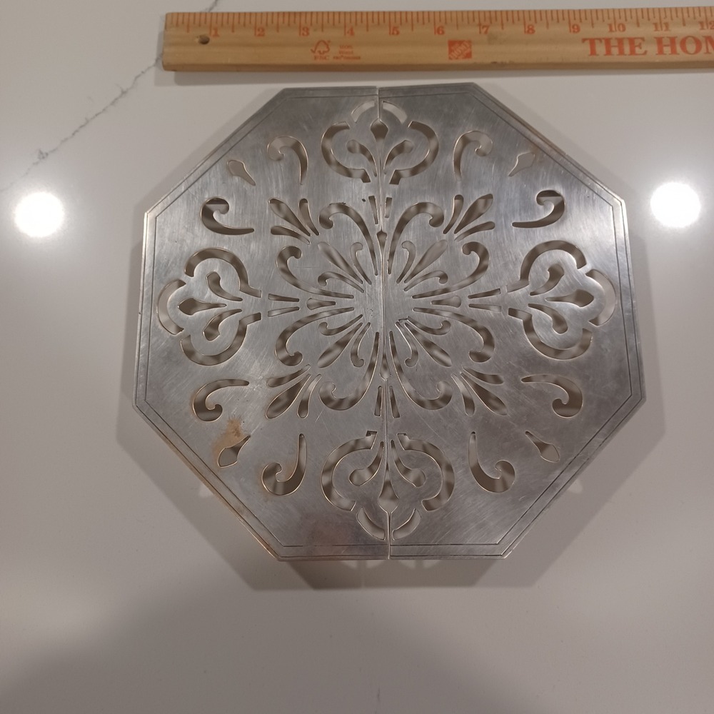 Sheffield Silverplate Trivet Ornate Floral Design Expandable Vintage - Picture 2 of 5